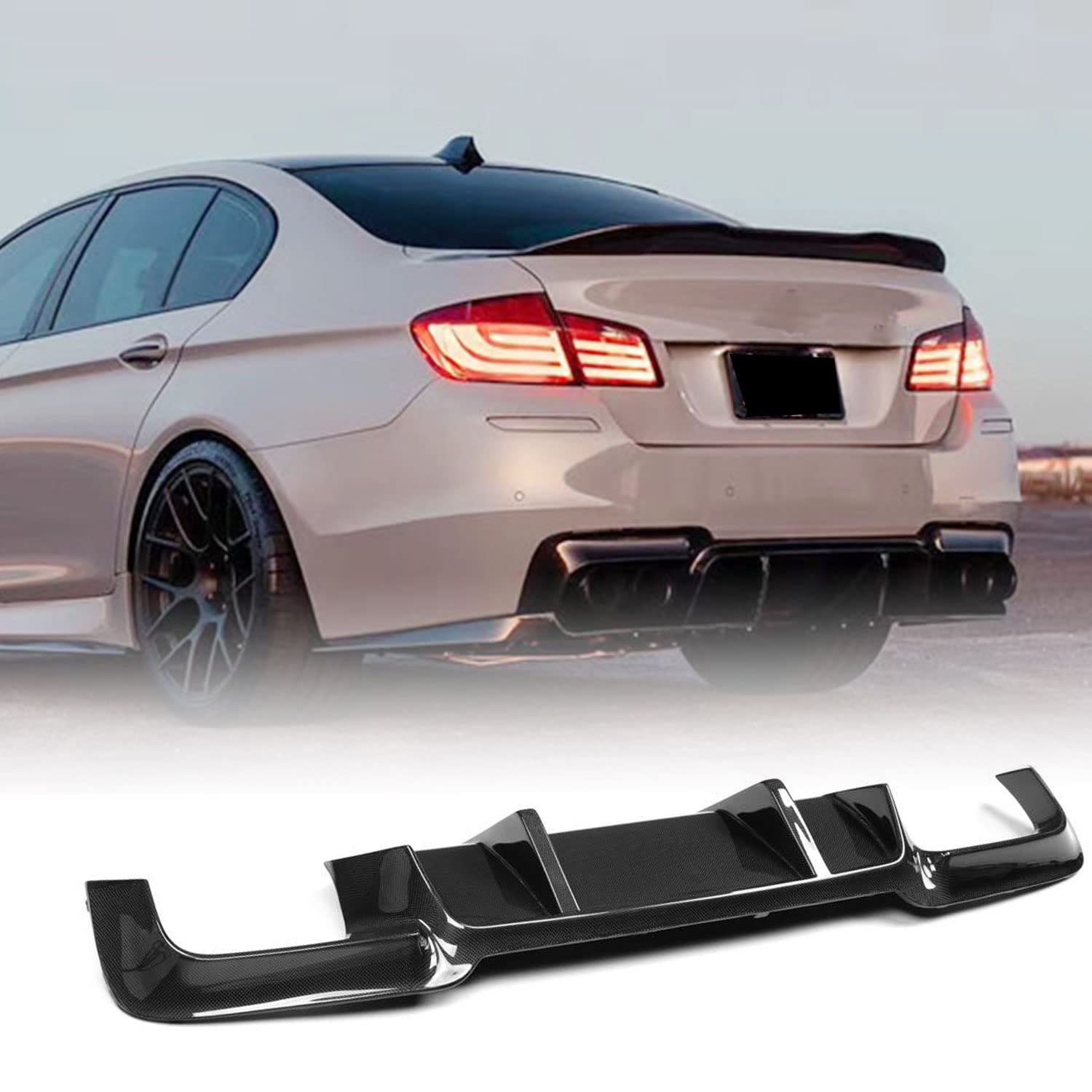 Amazon.co.jp: カーボンファイバーリアディフューザー為にBMW 5